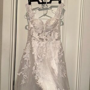 NEW LONG OFF THE SHOULDER CORSET SLIT WEDDING DRESS WITH ZIPPER BACK